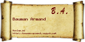 Bauman Armand névjegykártya